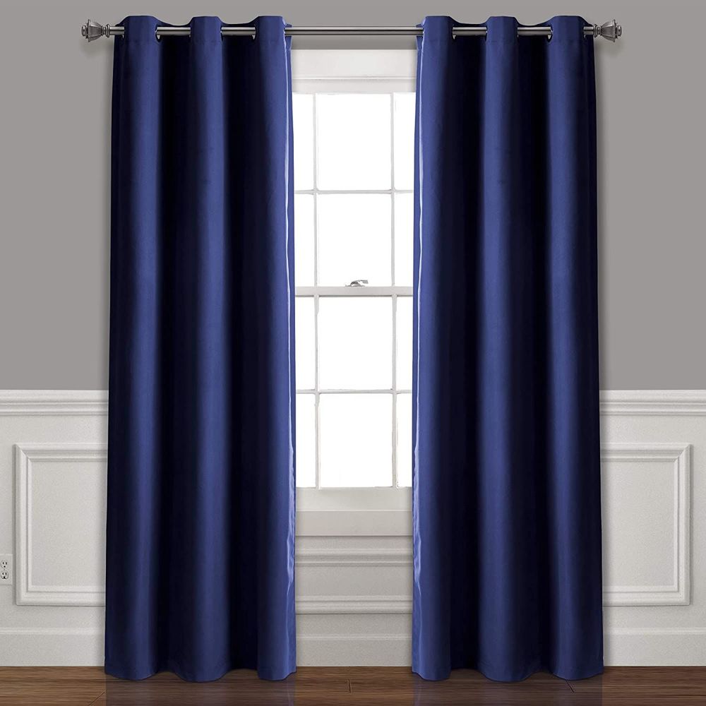 Lush Decor Absolute Blackout Navy Curtains, 84"
